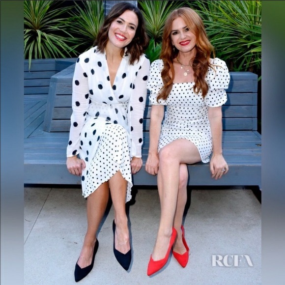 Linen polka dot puff sleeve mini dress - Picture 3 of 4